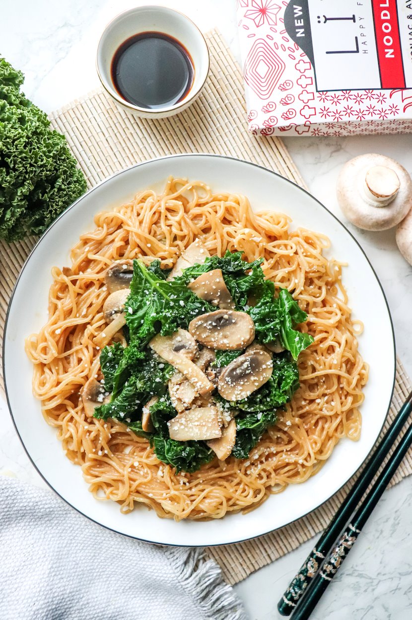 Noodles crémeuses au chou kale