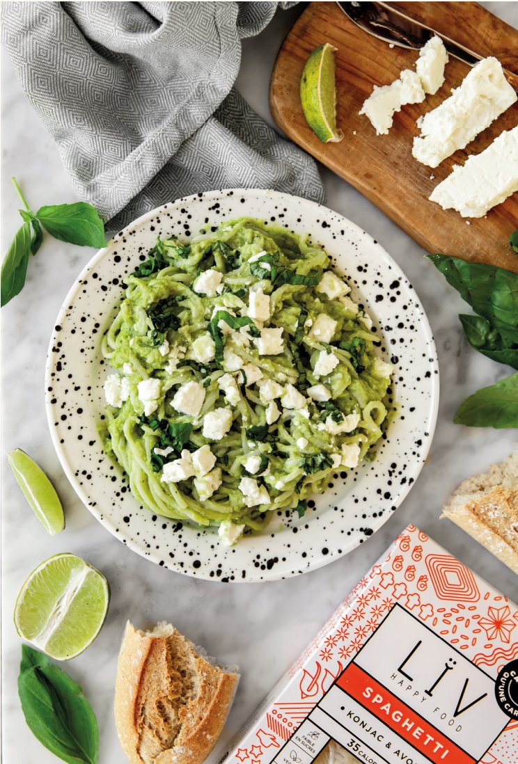 Noodles à la crème d’avocat
