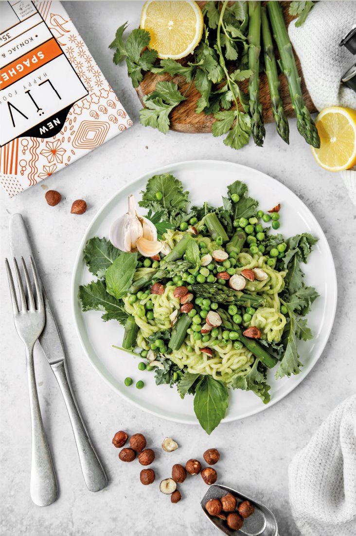Spaghetti avocat et asperges