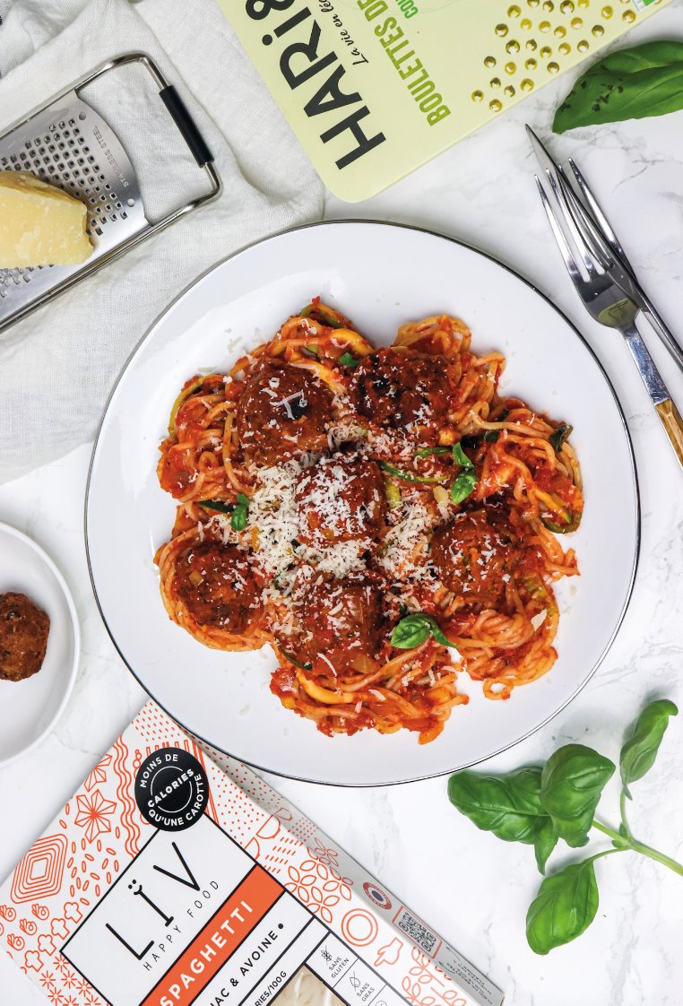 Spaghetti boulettes courgettes