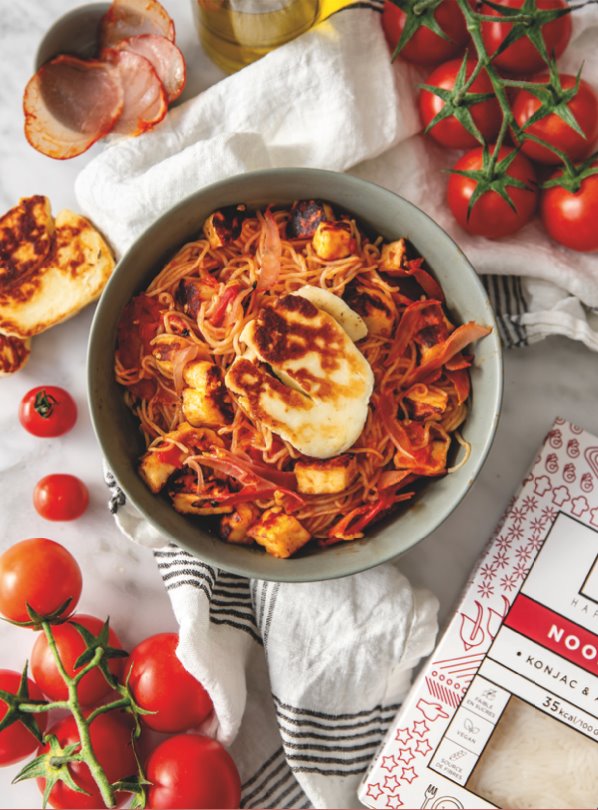 Noodles au halloumi