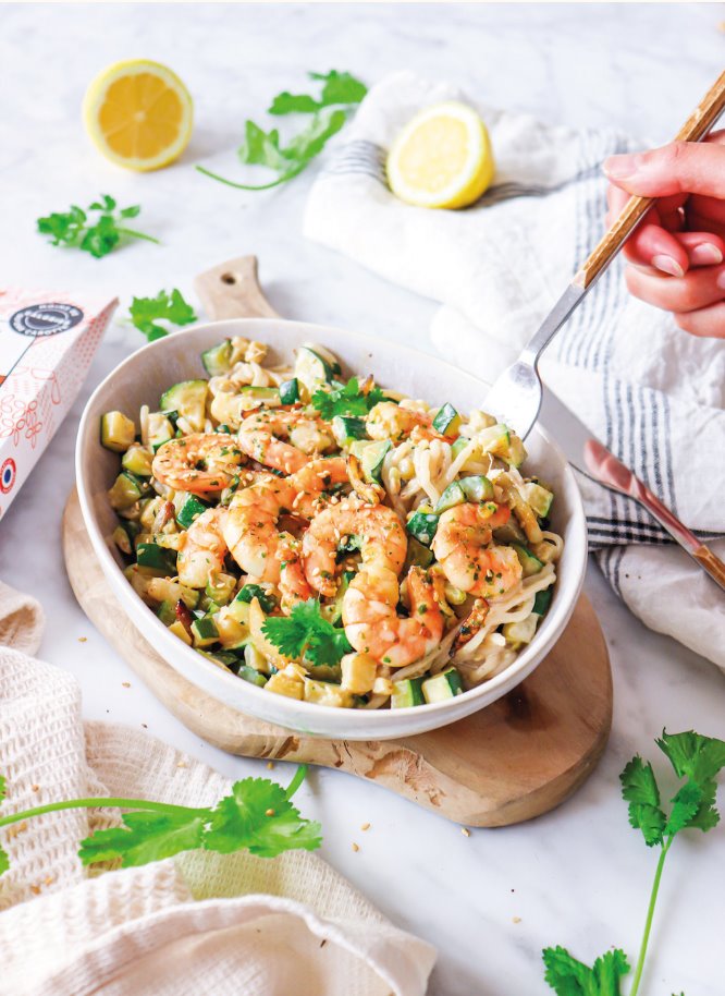 Spaghetti crevettes gingembre