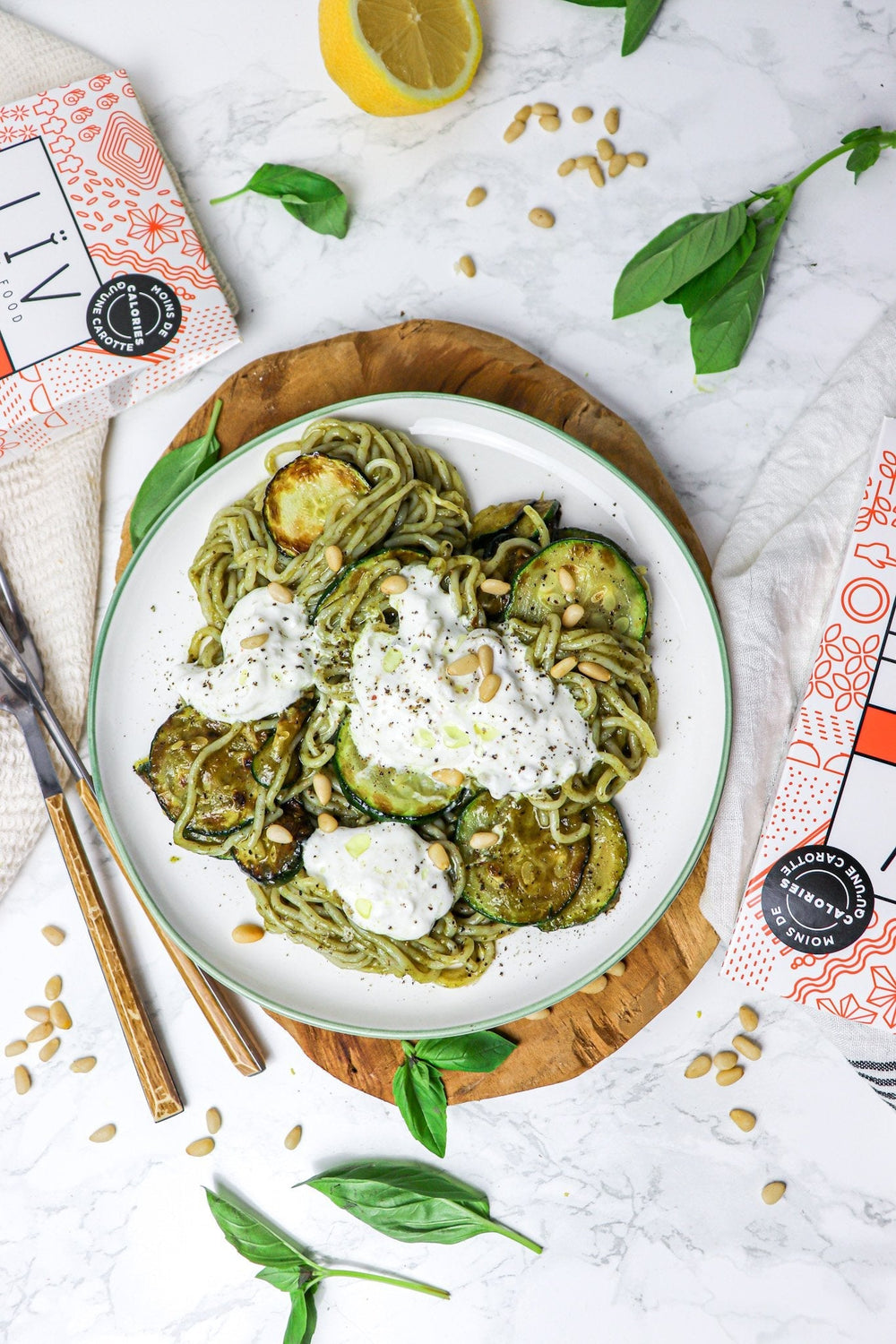 Spaghetti pesto stracciatella