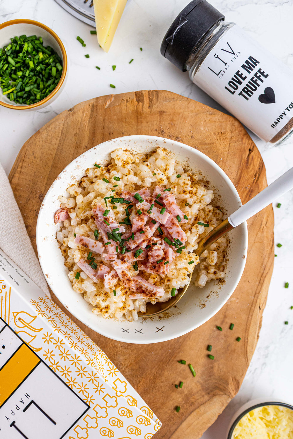Riz façon coquillettes jambon truffe