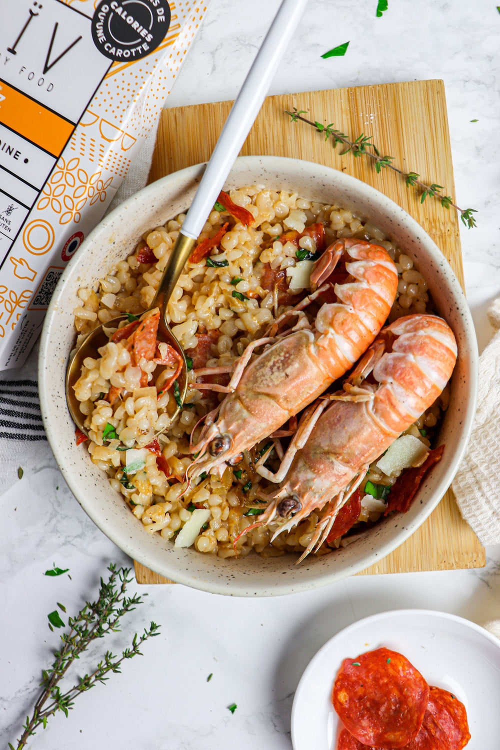 Risotto langoustine et chorizo croquant