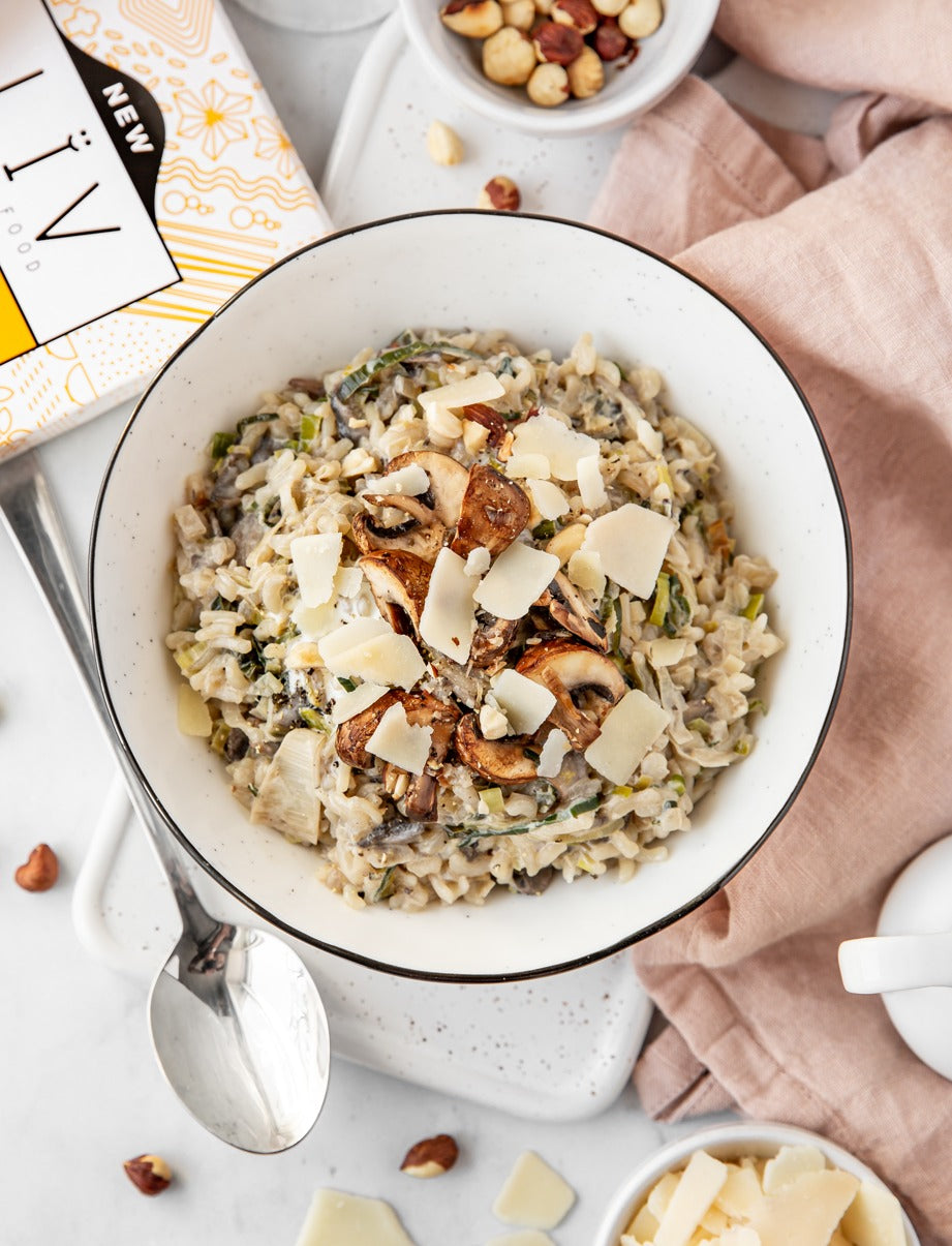 Risotto aux poireaux et champignons