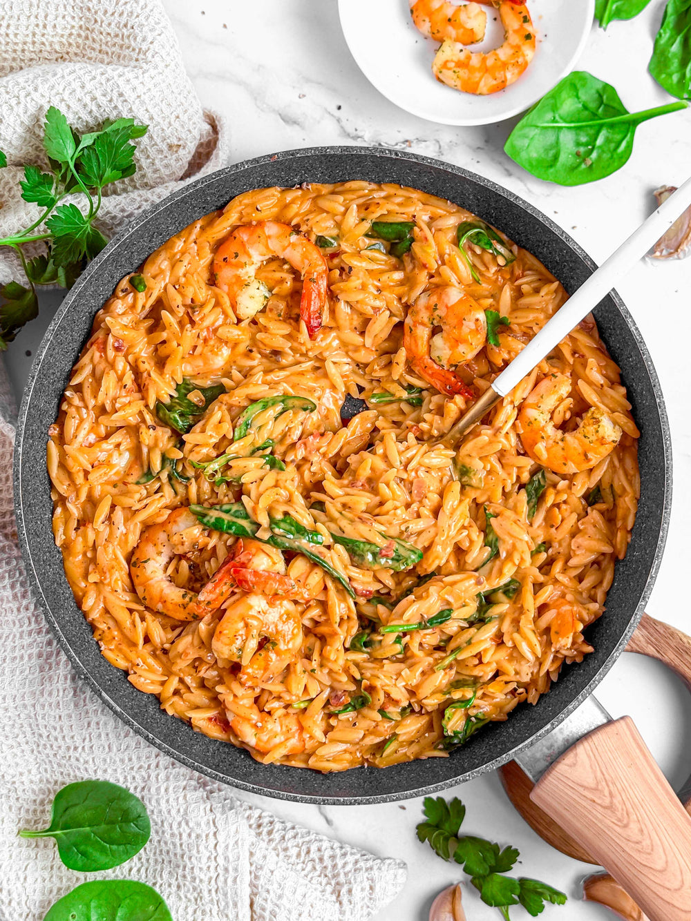 Orzo crémeux aux crevettes