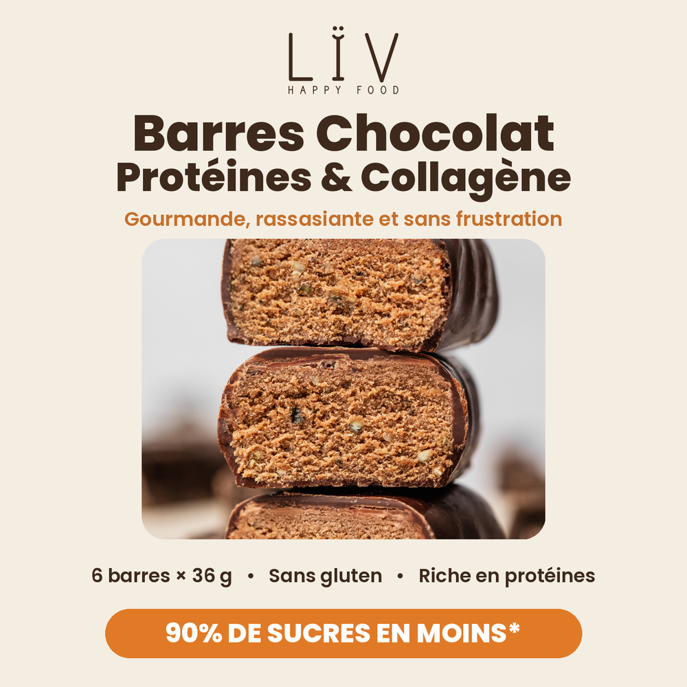 Barres chocolat protéines et collagène