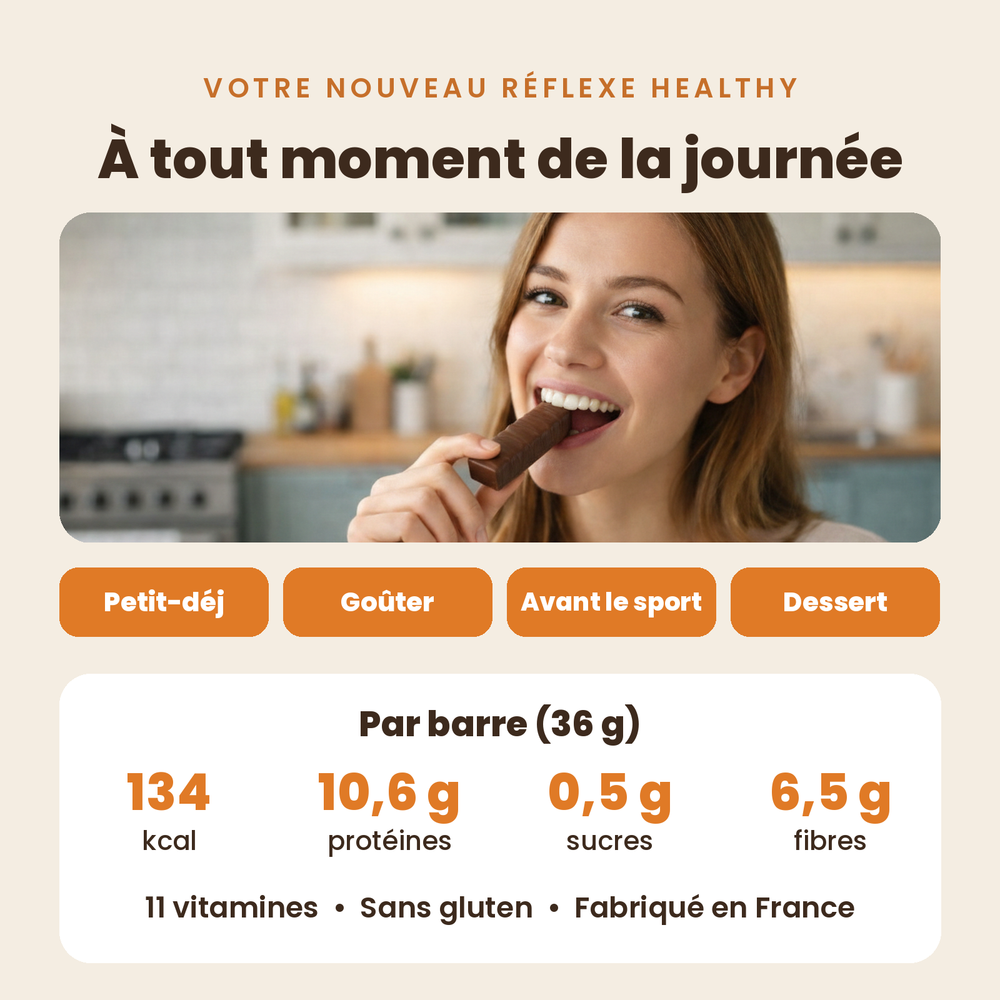 Barres chocolat protéines et collagène