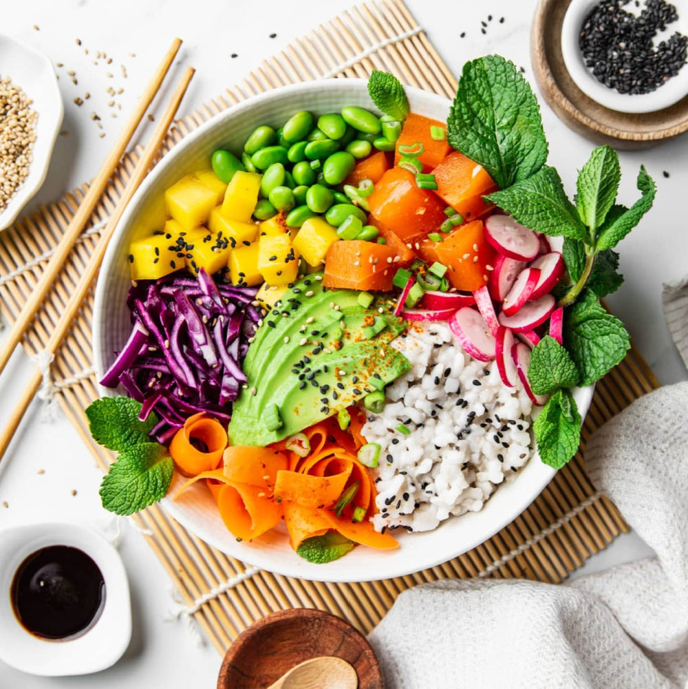 Poke Bowl de sticky riz - LIV happy food pâtes et riz au konjac avec peu de calories