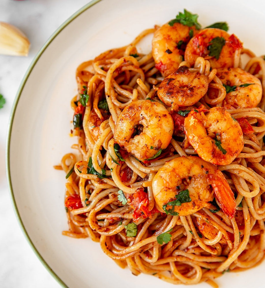 Curry de crevettes et spaghetti - LIV Happy Food